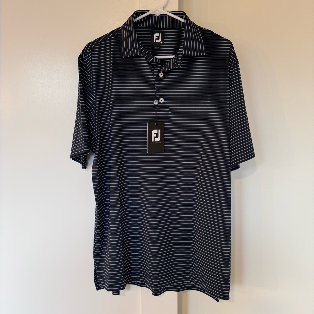 FootJoy Men’s Navy/White Striped Polo - Medium
